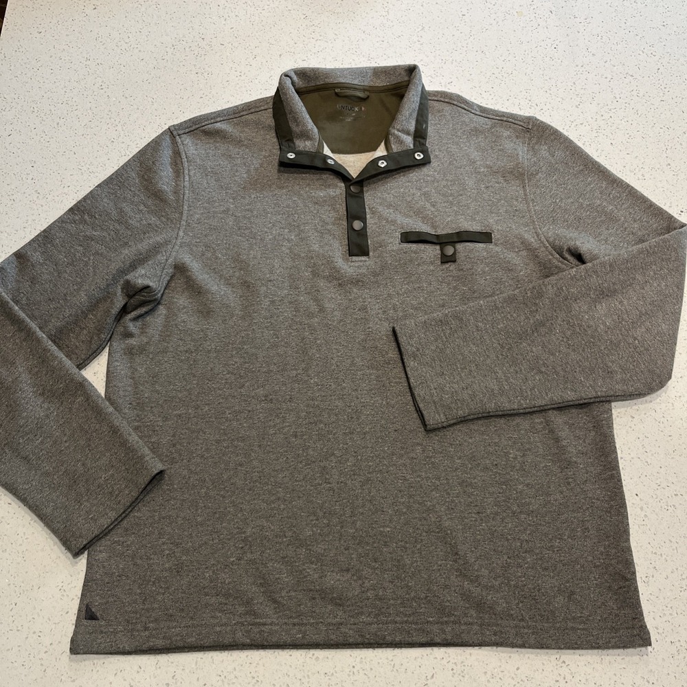 UNTUCKit Parkson Pullover Mens Gray Long Sleeve Snap Neck Sweatshirt X-Large